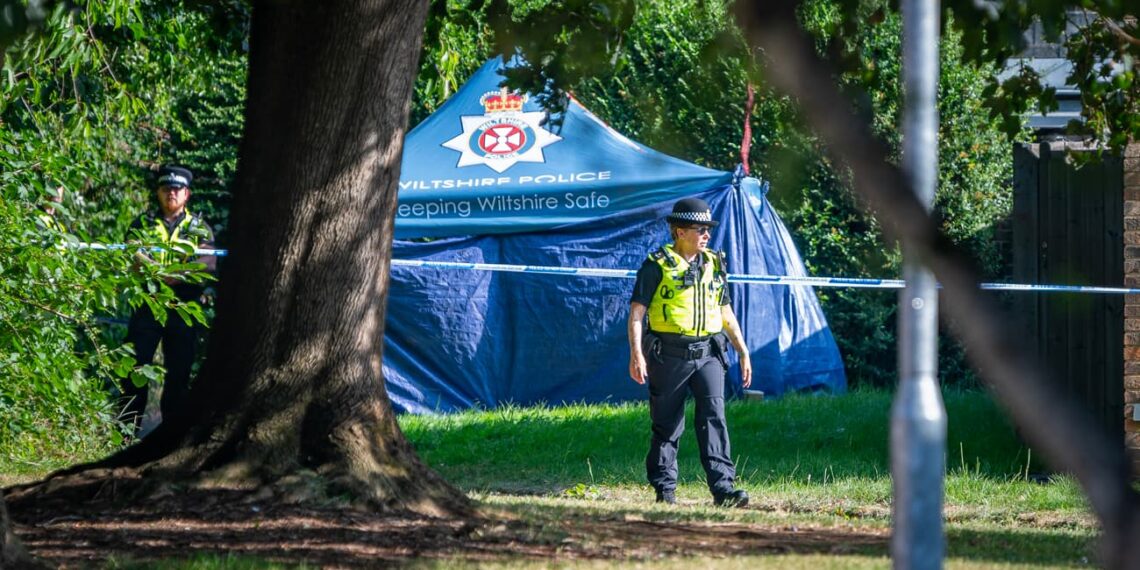 Crime scene after man’s body discovered on footpath in Swindon
