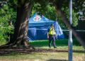 Crime scene after man’s body discovered on footpath in Swindon