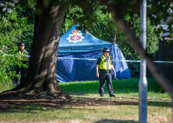 Crime scene after man’s body discovered on footpath in Swindon