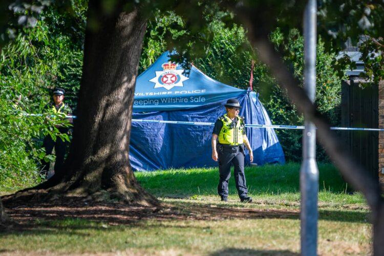 Crime scene after man’s body discovered on footpath in Swindon