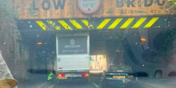 Another van becomes stuck under low railway bridge in Swindon