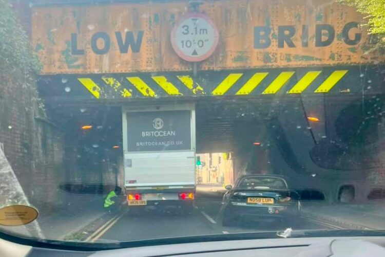 Another van becomes stuck under low railway bridge in Swindon