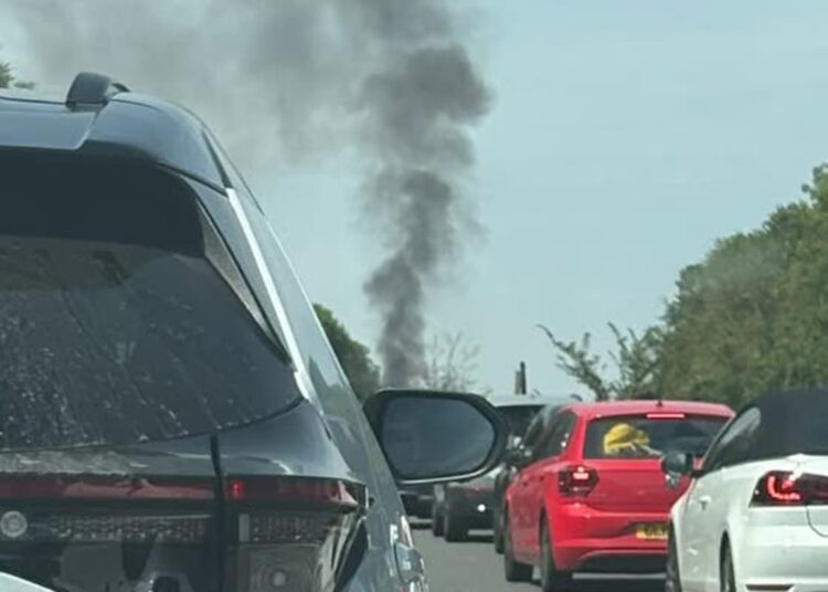 M4 in Swindon closed after “significant” fire involving hay lorry
