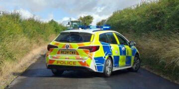Van driver hospitalised after tractor crash in Wiltshire countryside
