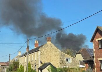 Firefighters respond to Trowbridge blaze as smoke fills the sky