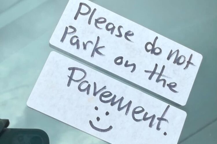 Woman who parked on kerb angry after stickers left on windscreen