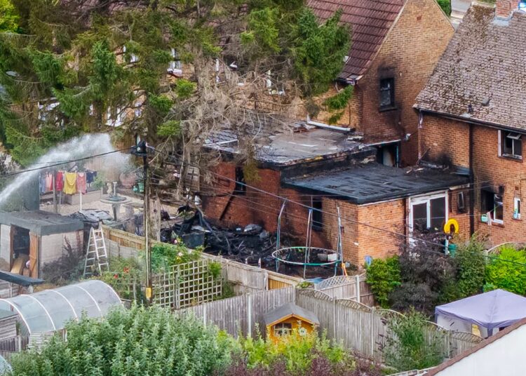 Air ambulance medics treat casualty injured in major fire near Swindon