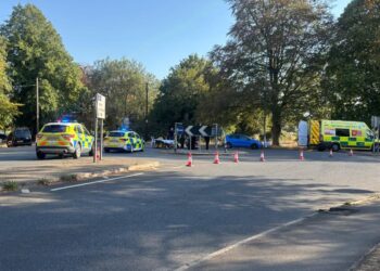 Motorcyclist injured in crash on A3102 roundabout as traffic builds