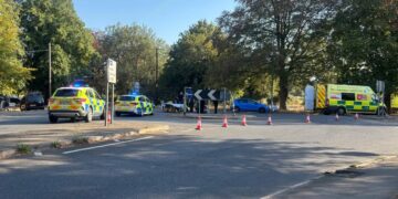 Motorcyclist injured in crash on A3102 roundabout as traffic builds