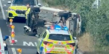 Traffic delays on busy road near Calne after car overturns in crash