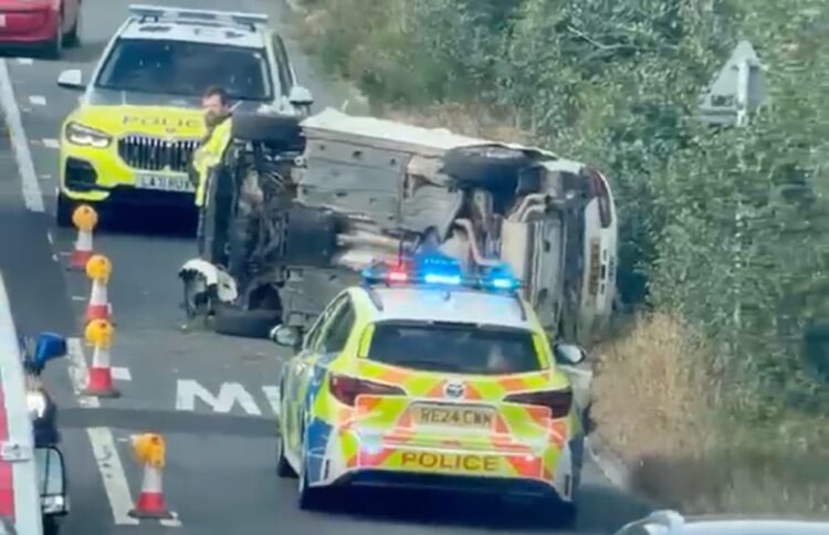 Traffic delays on busy road near Calne after car overturns in crash