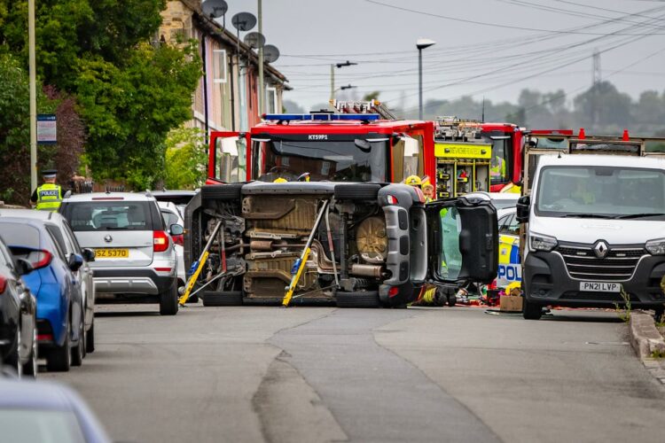 Chippenham road closed after driver flips car in dramatic crash
