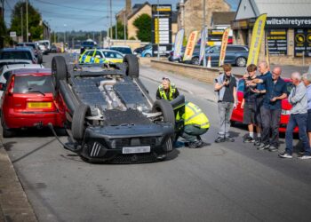 Another car overturns in dramatic crash on busy Chippenham route