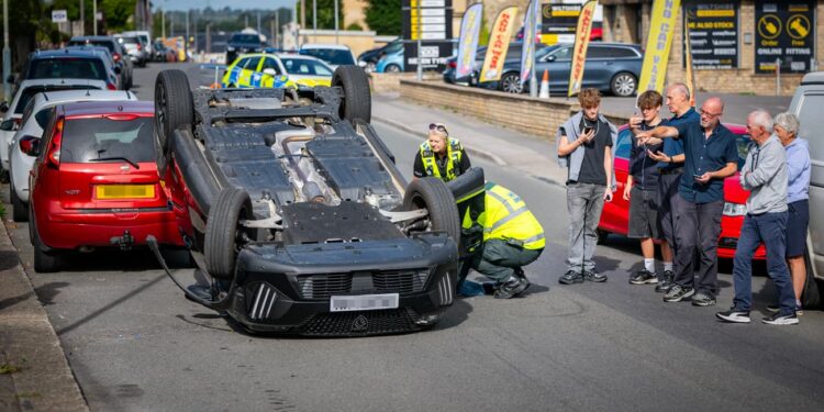 Another car overturns in dramatic crash on busy Chippenham route