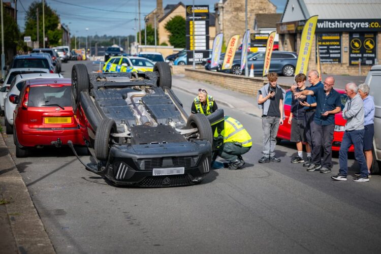 Another car overturns in dramatic crash on busy Chippenham route