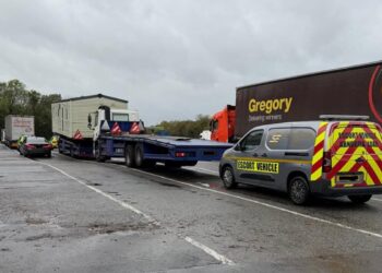 Disqualified HGV driver and boy, 16, caught moving caravan on M4
