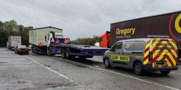 Disqualified HGV driver and boy, 16, caught moving caravan on M4