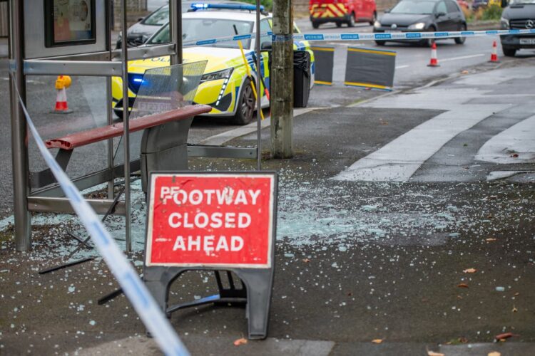 Man ‘covered in blood’ arrested after Swindon bus stop destroyed