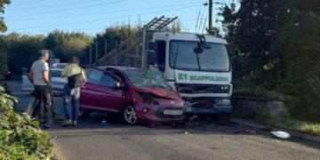 Crash involving lorry and car shuts busy lane in Chippenham