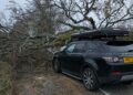 Road near Swindon blocked after huge tree falls on Land Rover