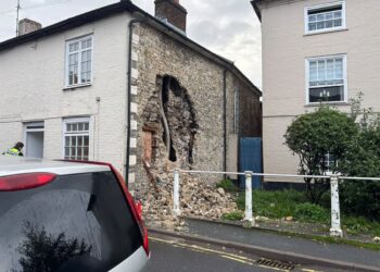 Former pub wall collapses sparking evacuation and road closure