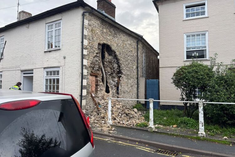 Former pub wall collapses sparking evacuation and road closure