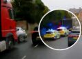 Lorry sideswipes car on A350 ‘merge lane’ as police direct traffic