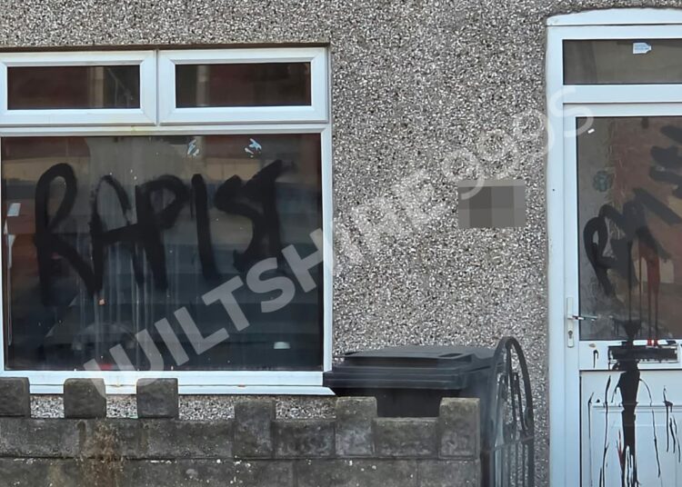 Swindon property ‘linked to gang rape’ targeted with spray paint